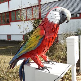 Papagai (ca. 60 cm) Oberfläche verzinkt, dann pulverbeschichtet und anschließend finish airbrush